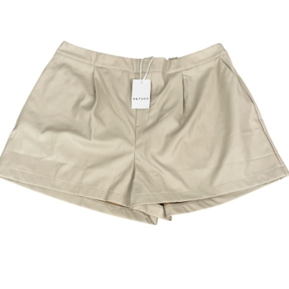 Heyson Faux Leather Light Khaki Shorts